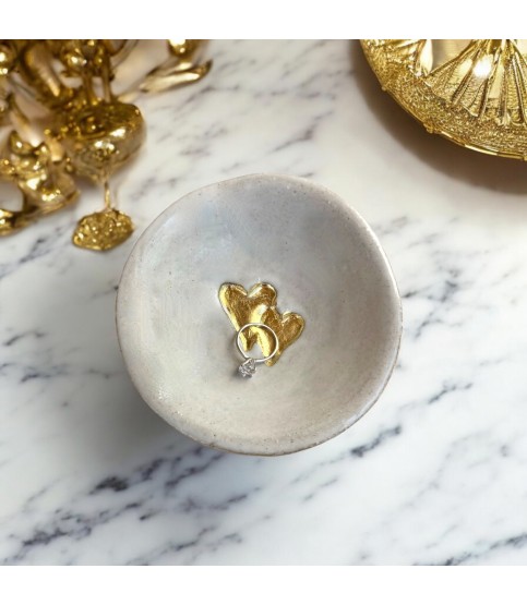 2 Hearts Ring Dish 4" Gold Leaf TRINKET & RING DISHES