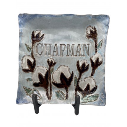 13x13-inch Cotton Tray with personalized name on blue background 