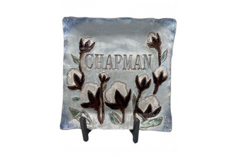 13x13-inch Cotton Tray with personalized name on blue background 