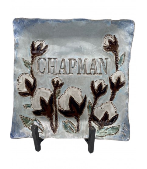 13x13-inch Cotton Tray with personalized name on blue background 