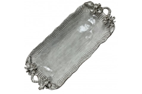 Barbara Jean Serving Platter w/Flowers & Handles  21" X 9"