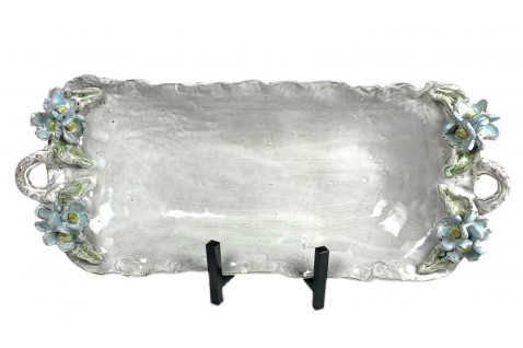Barbara Jean Tray w/Blue Flowers & Handles 