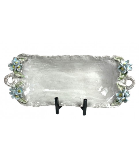 Barbara Jean Tray w/Blue Flowers & Handles 