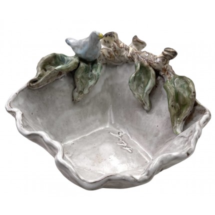 Corner Dip Bowl Blue Bird on Branch