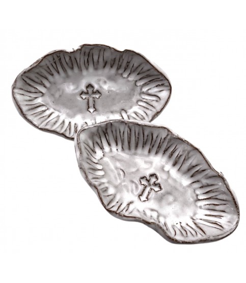 Oval Mini Ring Dish w/Cross Blurred Lines