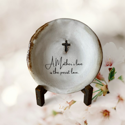 A Mother's love is the purist…Ring Dish Antiqued White w/Cross