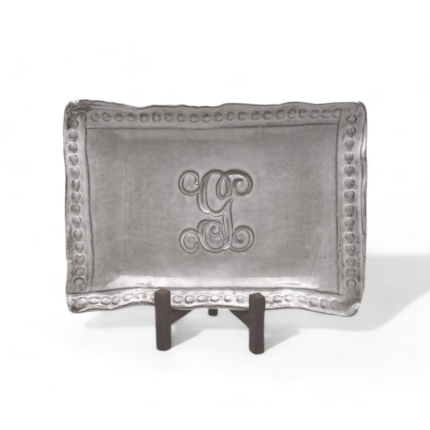 6x9-inch Savannah tray with single initial in script font for personalized home decor