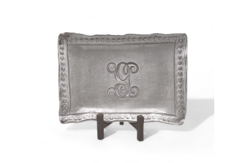 6x9-inch Savannah tray with single initial in script font for personalized home decor