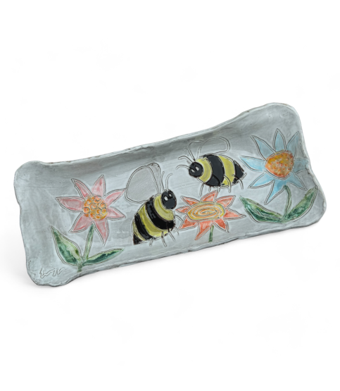 Bread Tray Rectangle Bumble Bees 17.5" X 7.5" X 2"