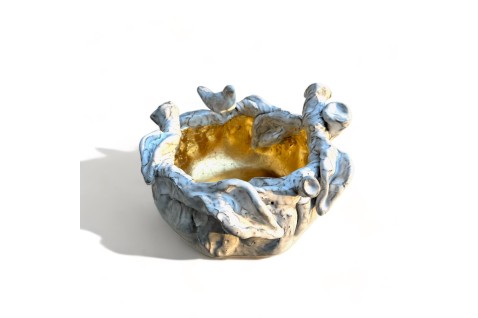 Betsy Rose Vessel Med. Anitque White w/Gold Leaf
