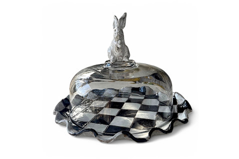 Bunny Cake Plate B/W Checkerboard