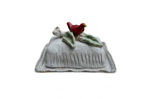 Butter Dish w/Red on Branch