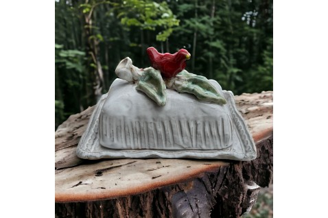 Butter Dish w/Red on Branch