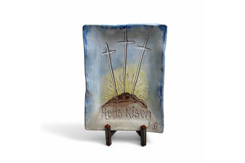 Calvary Tray "He Is Risen"