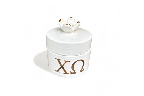 Round Pin Box w/Flower 22K Gold Rim & Brand