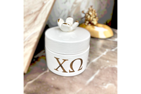 Round Pin Box w/Flower 22K Gold Rim & Brand
