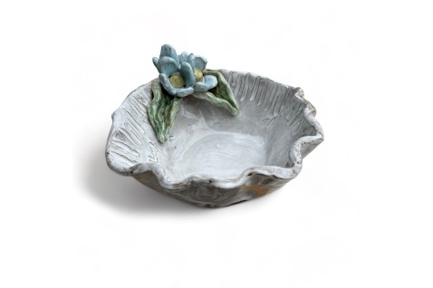 Corner Dip Bowl Blue Flowers