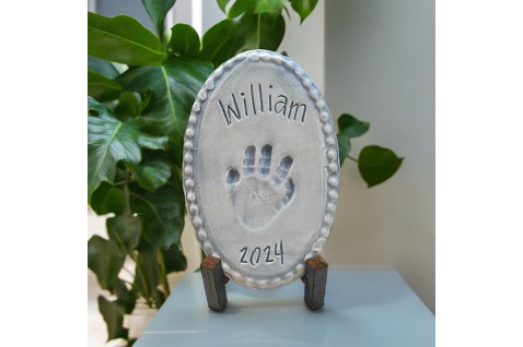 Handprint Oval 8.5" Tall X 5.5" Wide w/Writtten Name & Year