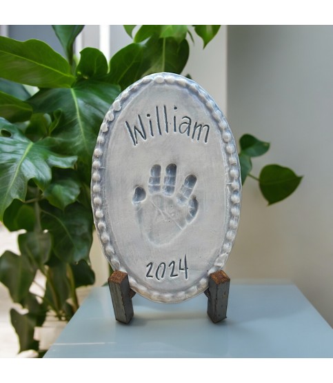Handprint Oval 8.5" Tall X 5.5" Wide w/Writtten Name & Year