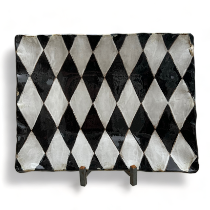 XLg B/W Harlequin  Tray Approx. 18" X 14.5"