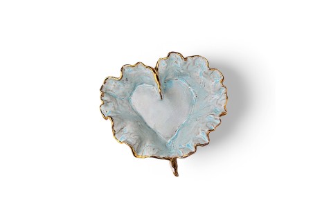 Dani Heart Blue w/22K Gold Rim Medium Approx. 9" X 8" X 2.5"