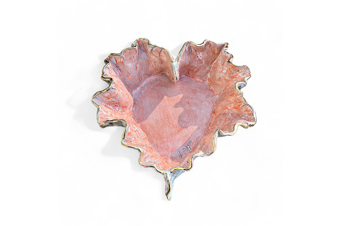Dani Heart Coral w/24K Gold Rim  Large  9" X 10" X 3"