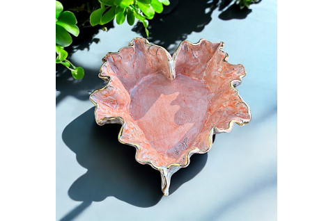 Dani Heart Coral w/24K Gold Rim  Large  9" X 10" X 3"