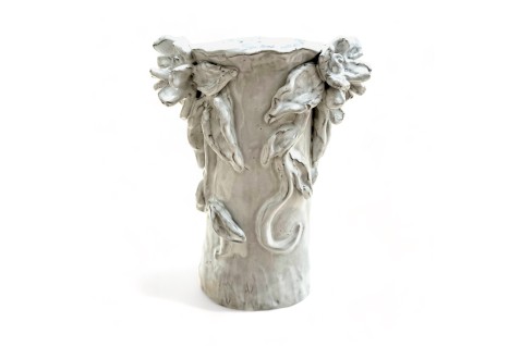 Vase 10" X 7" Magnolia & Vine Antique White