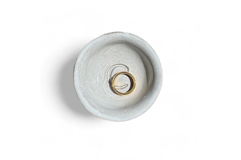 Mini Ring Dish w/Initial Antique White 2"