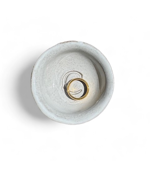 Mini Ring Dish w/Initial Antique White 2"