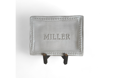 6x9-inch Savannah Surname Tray with custom script font for personalized home decor