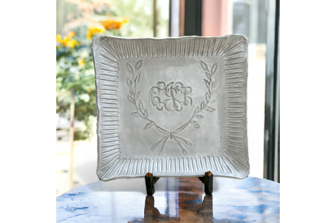 Monogram Tray with elegant Laurel Leaf design
