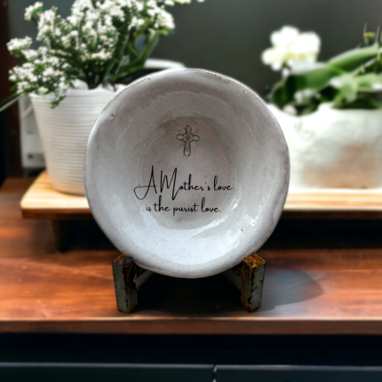 A Mother's love is the purist…Ring Dish All White w/Cross