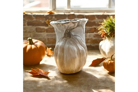 Vase 7" X 6" Pumpkin Antique White