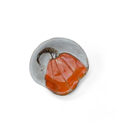 Mini Spoon Rest w/Orange Pumpkin 4"