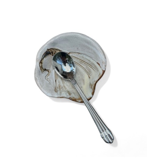 Mini Spoon Rest w/Antique White Pumpkin 4"