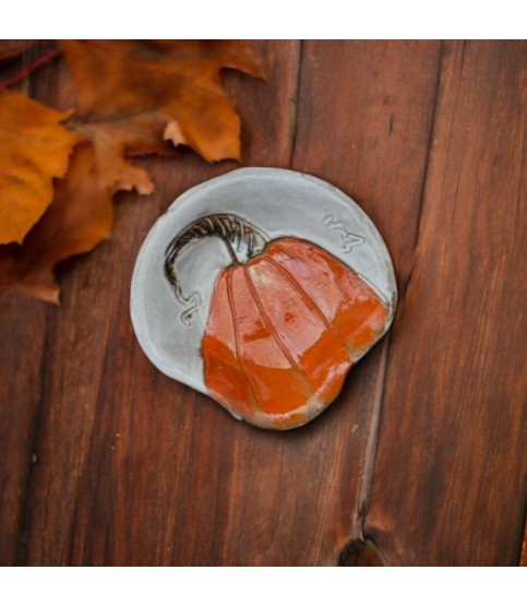 Mini Spoon Rest w/Orange Pumpkin 4"
