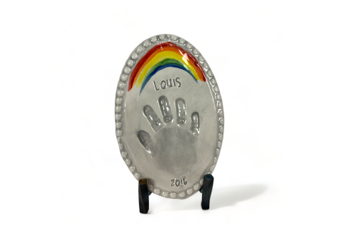 Rainbow Handprint Oval 8.5" Tall X 5.5" Wide  w/Written Name & Year