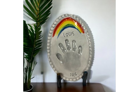 Rainbow Handprint Oval 8.5" Tall X 5.5" Wide  w/Written Name & Year
