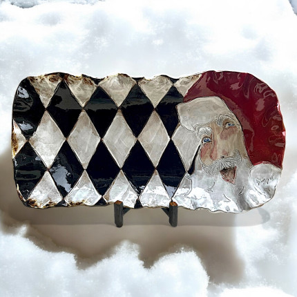 Barbara Jean Server Santa w/B/W Harlequin