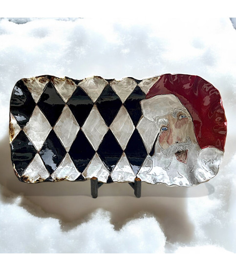Barbara Jean Server Santa w/B/W Harlequin