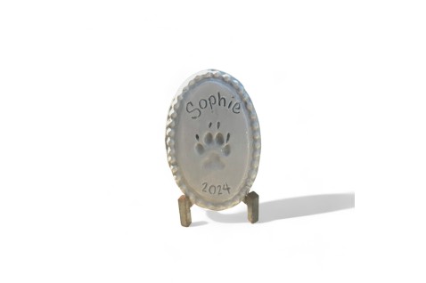 Paw Print Small Dog w/Handwritten Name, Year