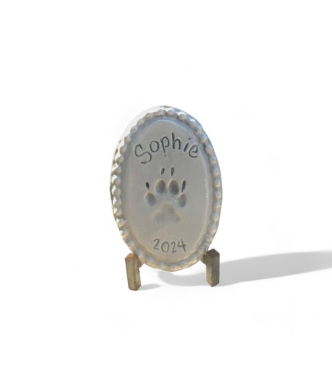 Paw Print Small Dog w/Handwritten Name, Year