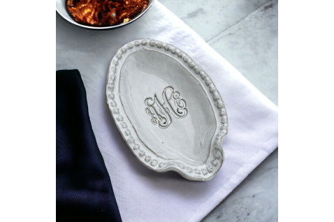 Monogrammed Spoon Rest with Savannah design for elegant kitchen decor and functionality