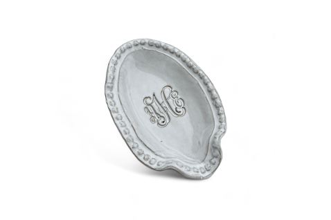 Monogrammed Spoon Rest with Savannah design for elegant kitchen decor and functionality