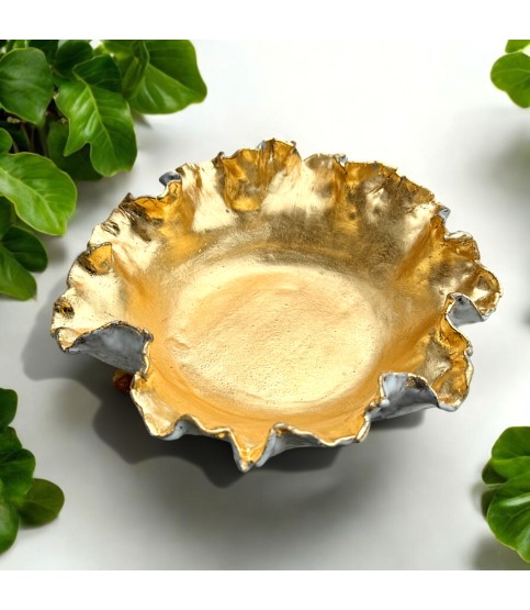 Sybil Bowl Gold Leaf Approx. 10" Diam. 