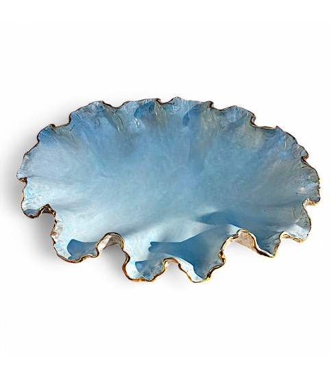 Sybil Anne Vessel Blue w/22K Gold Rim Approx.  22"L X 13"W X 5"D
