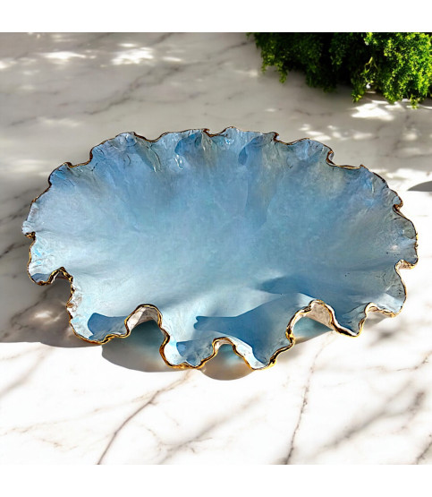Sybil Anne Vessel Blue w/22K Gold Rim Approx.  22"L X 13"W X 5"D