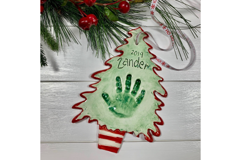 Hand/Paw Print Christmas Tree w/Written Name & Year