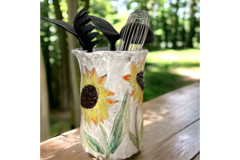 Utensil Holder - Sunflowers